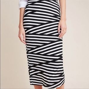 EUC Anthropologie black & white striped midi skirt